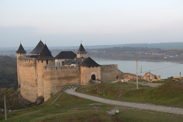 Ukraine, Chernivtsi Oblast, Khotyn Fortress on a sunny spring day