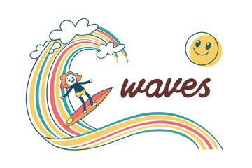 Vibrant abstract colorful waves forming a joyful smile design with a modern aesthetic