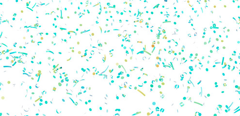 Festive confetti background with teal, blue, and yellow confetti on white. Perfect for celebrations, parties, and events.