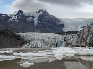 Svínafellsjoekull glacier and lake in Iceland