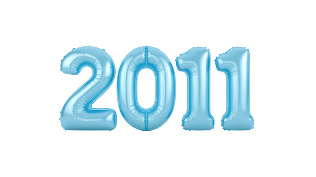 Light Blue 2011 Foil Balloons on Transparent Background