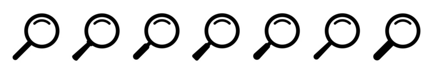 Search icons set. Magnifying glass icons collection.