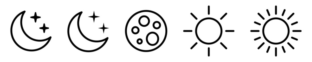Sun and moon icons in line style.
