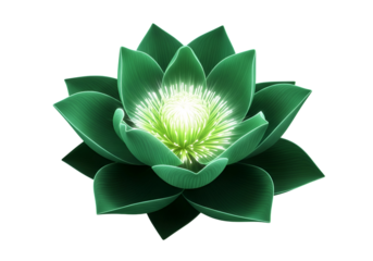 A vibrant, glowing lotus blossom radiates with inner light against a dark backdrop.