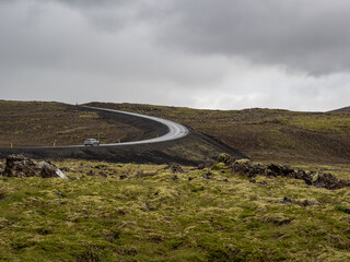 motorway in lava fields of Iceland