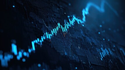 glowing blue digital stock chart