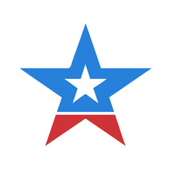 Vector art of a stylized blue and red star with a white star in the center, isolated on a