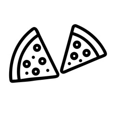 Vector art of two slices of pepperoni pizza, simple outline illustration