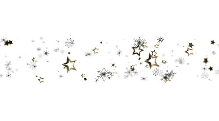 Elegant design with gold stars and snowflakes. Perfect for holidays, celebrations, and winter themes.