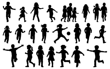 silhouettes of running children vector illustration