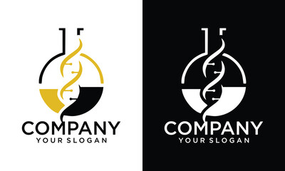 Bio chemical company logo design with using molecule connection icon template