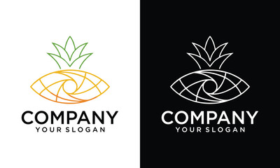 Creative pineapple eye vector logo. logo templates