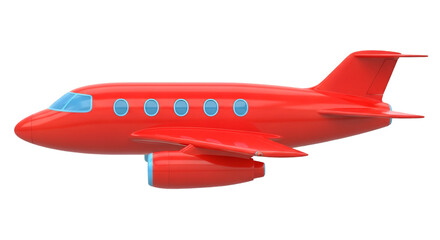 Red Jet Airplane with Blue Windows on Black Background