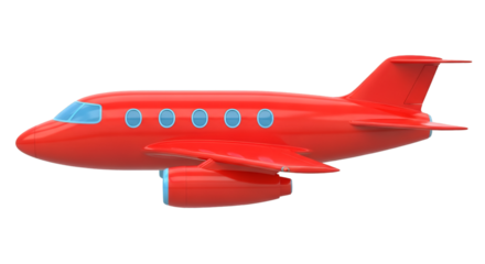 Red Jet Airplane with Blue Windows on Black Background