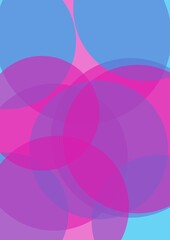 Background with a round stacked motif in pink and blue
