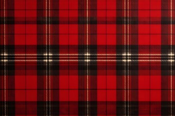 Red tartan seamless pattern with a golden toned subject positioned at the top, ample clear space at the bottom for copy, optimized for.