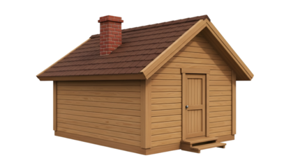 Small Wooden Cabin with Chimney and Door