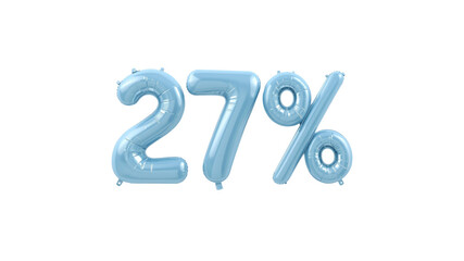 Light Blue 27% Balloon Number and Percentage Sign