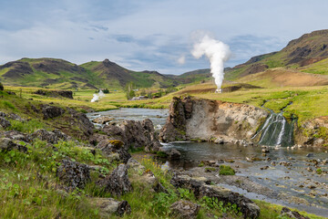 river in Reykjadalur valley in Iceland