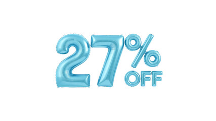 27% Off Sale Light Blue Balloon Number Discount Graphic
