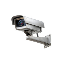 Security camera mounted on a wall providing surveillance in a public area during daytime