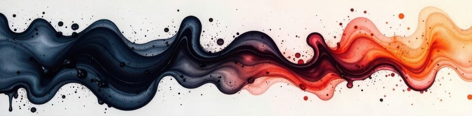 Swirling black ink, diluted watercolor bleeds, soft edges , complex, gradient