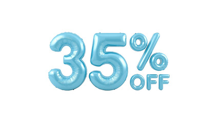35% Off Sale Light Blue Balloon Number Discount Graphic