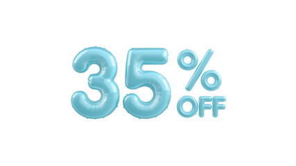 35% Off Sale Light Blue Balloon Numbers Discount Promotion