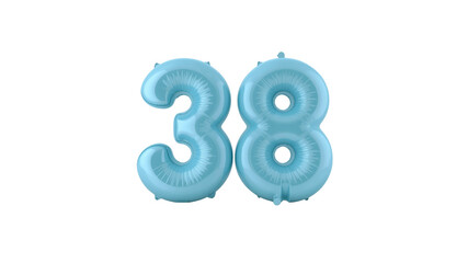 Light Blue Number Thirty-Eight 38 Foil Balloons for Birthday Celebration