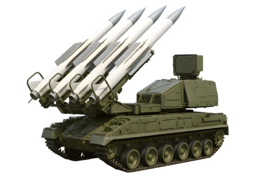 Modern Surface-to-Air Missile Launcher with Multiple Missiles Transparent PNG