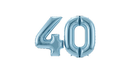 Light Blue Number Forty Balloon - 40th Birthday Celebration