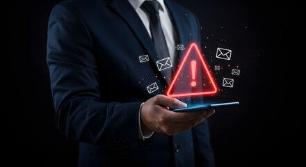 Business Warning: Email Spam Alert on Smartphone