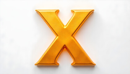 Obraz premium Luxury 3D Gold Letter X Isolated on White Background with Glossy Metallic Texture 