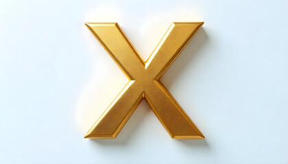 Obraz premium Luxury 3D Gold Letter X Isolated on White Background with Glossy Metallic Texture 