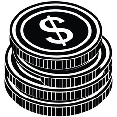Stacked brown metal dollar coins for business and finance