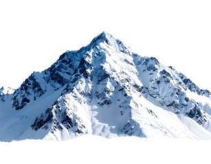 Majestic snow-capped mountain peak rising against a clear blue sky, showcasing natural beauty and grandeur.