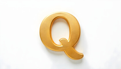 Luxury 3D Gold Letter Q Isolated on White Background with Glossy Metallic Texture