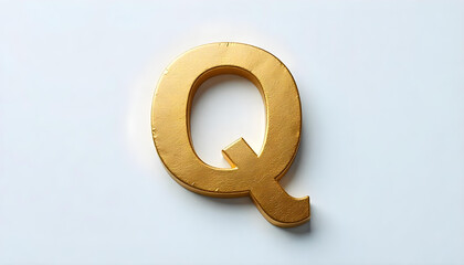 Luxury 3D Gold Letter Q Isolated on White Background with Glossy Metallic Texture