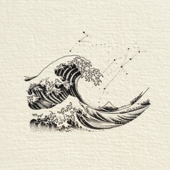 Ink drawing of a wave