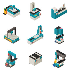 Collection of Isometric Industrial Machining Tools