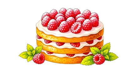 Delicious Raspberry Cake with Fresh Mint Garnish