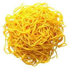 Fresh yellow noodles ready for cooking in a bowl on a clean kitchen counter