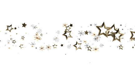 Sparkling gold stars and snowflakes. Perfect for holidays, celebrations, and winter designs.
