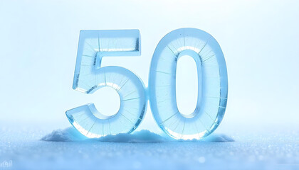 50 number made of ice isolated on white background