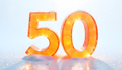 50 number made of ice isolated on white background