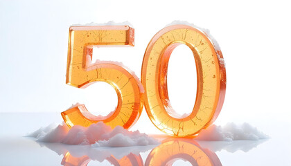 50 number made of ice isolated on white background