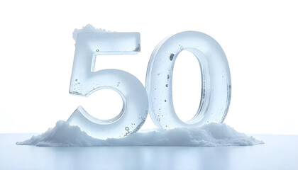 50 number made of ice isolated on white background