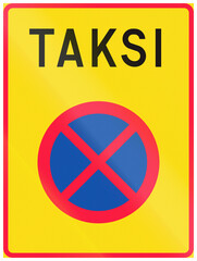 Historic road sign in Finland - Taxi stopping zone (Before 1994)