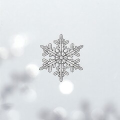 Detailed Snowflake Crystal Against a Bright Bokeh Winter Background.