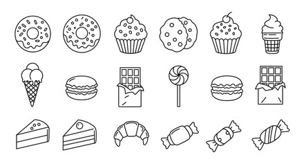Sweet Treats A Simple Line Art Collection of Delectable Desserts